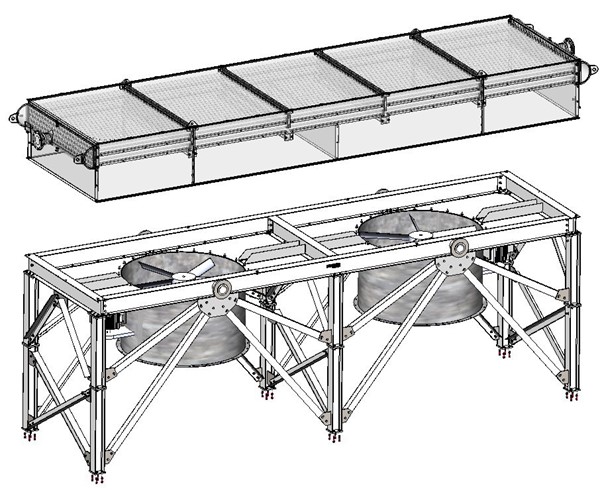 Technical wireframe drawing of an Air Cooled Heat Exchanger